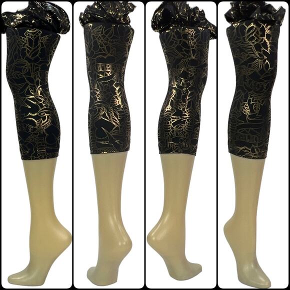 Zumba Love Metallic Capri Leggings Extra Small (XSpicy) Gold Black - Picture 5 of 12